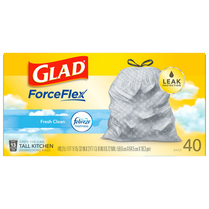 Glad ForceFlex 13 Gallon Trash Bags – Heavy-Duty Drawstring Liners to Prevent Rips Around Kids and Pets, 80 Count Pack