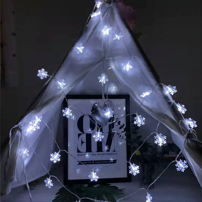 Glittering Snowflake String Lights – Cozy 20 FT Bedroom Wall Decor with 8 Modes and Timer, Cool White