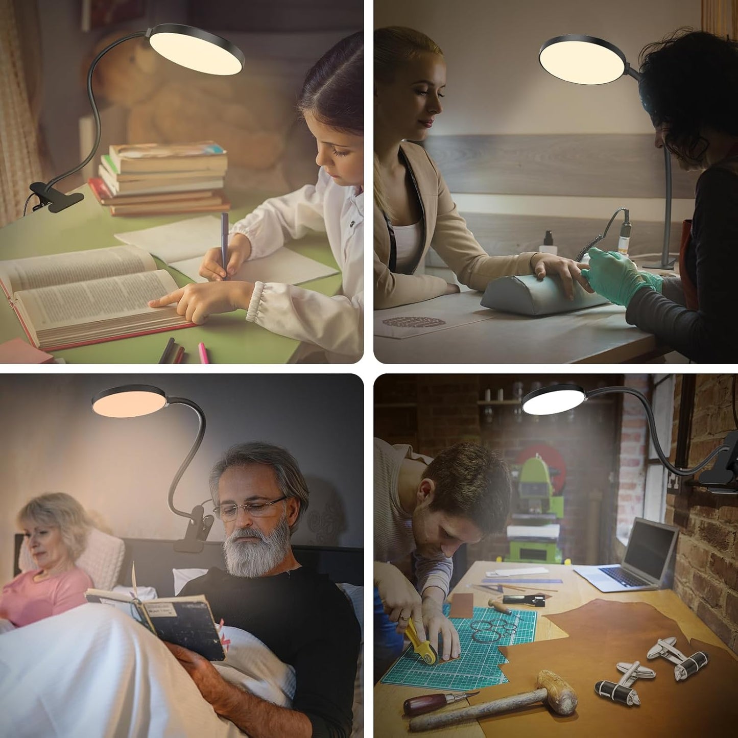 Glocusent Clip-On LED Reading Light with Remote – 1-Hour Auto Timer for Focused Home Office and Dorm Desk Study Sessions