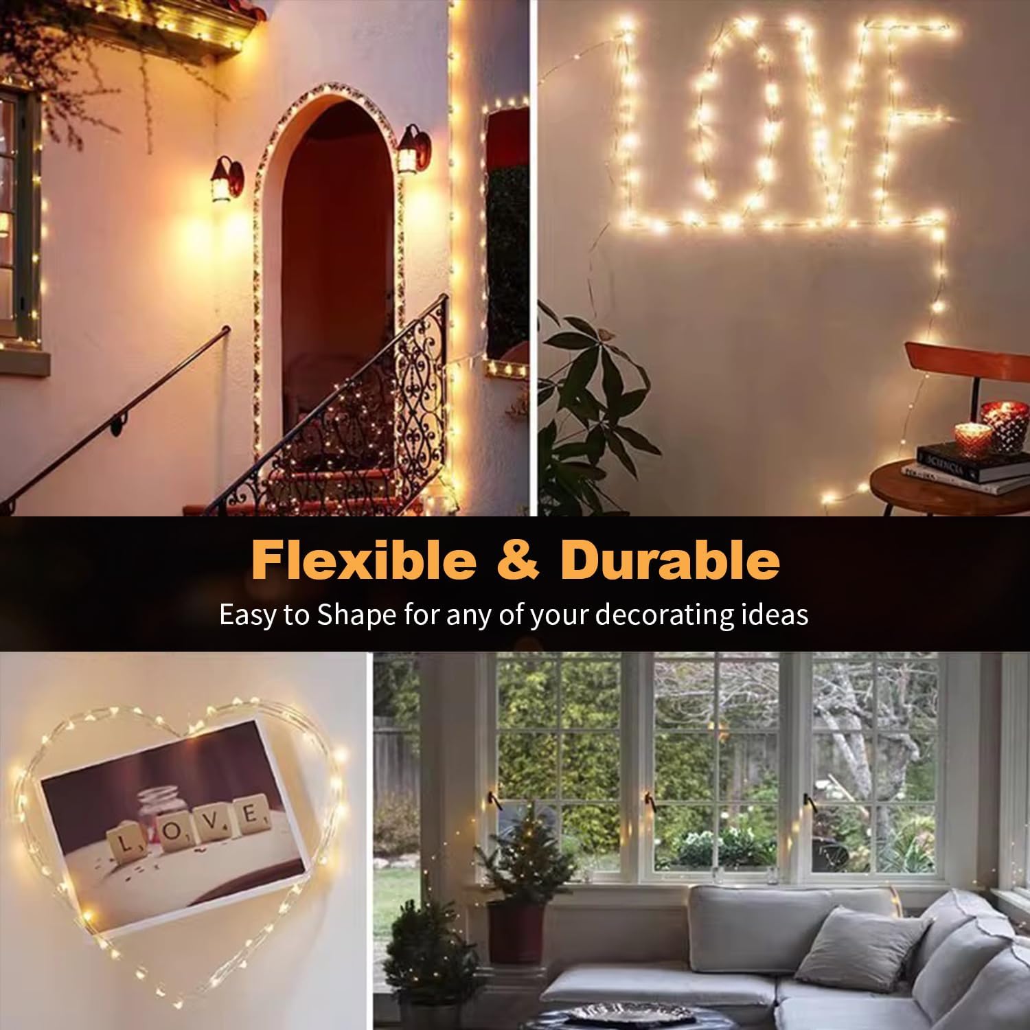 GlowNook LED Fairy Lights – Nursery and Kids Room Decor, Cool-to-Touch Silver Wire Safe for Children
