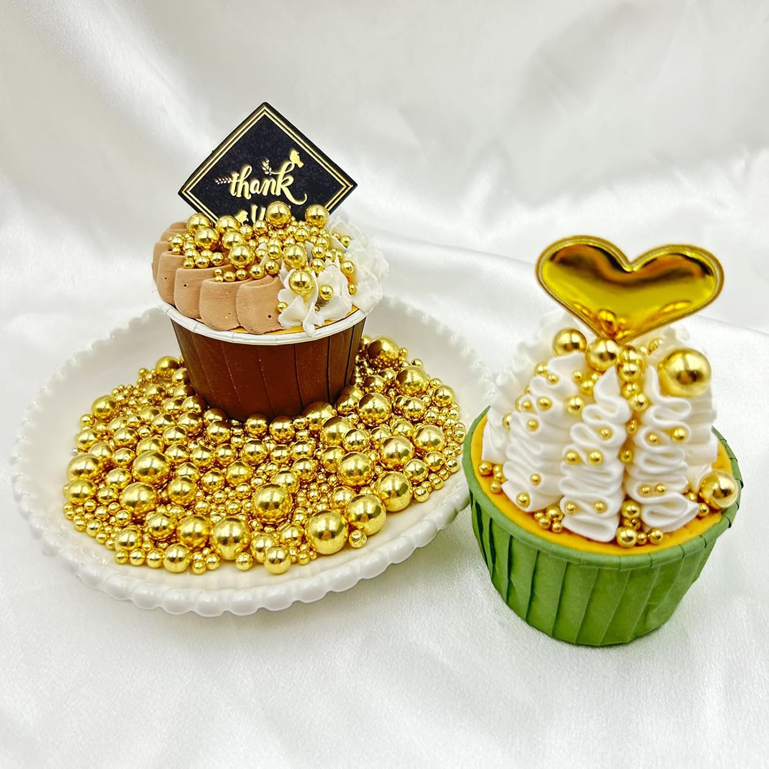 Gold Sprinkles for Cake Decorating – Shimmer Pearl Toppings for Home Dessert Table Styling and Holiday Displays