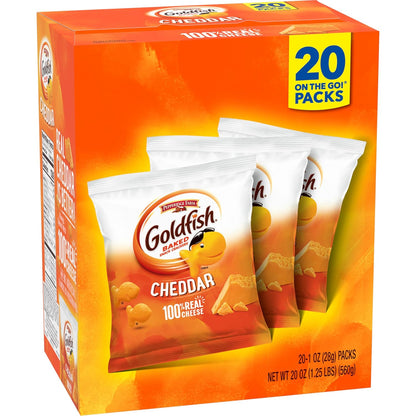 Goldfish Cheddar Cheese Crackers – Commuter Bag Snack for Road Trips, No Refrigeration Needed, 20 Count