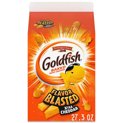 Goldfish Cheddar Cheese Crackers – Easy-Pour Snack for the Car Cup Holder, Gym Bag, and Camping Cooler, 27.3 oz Family Size