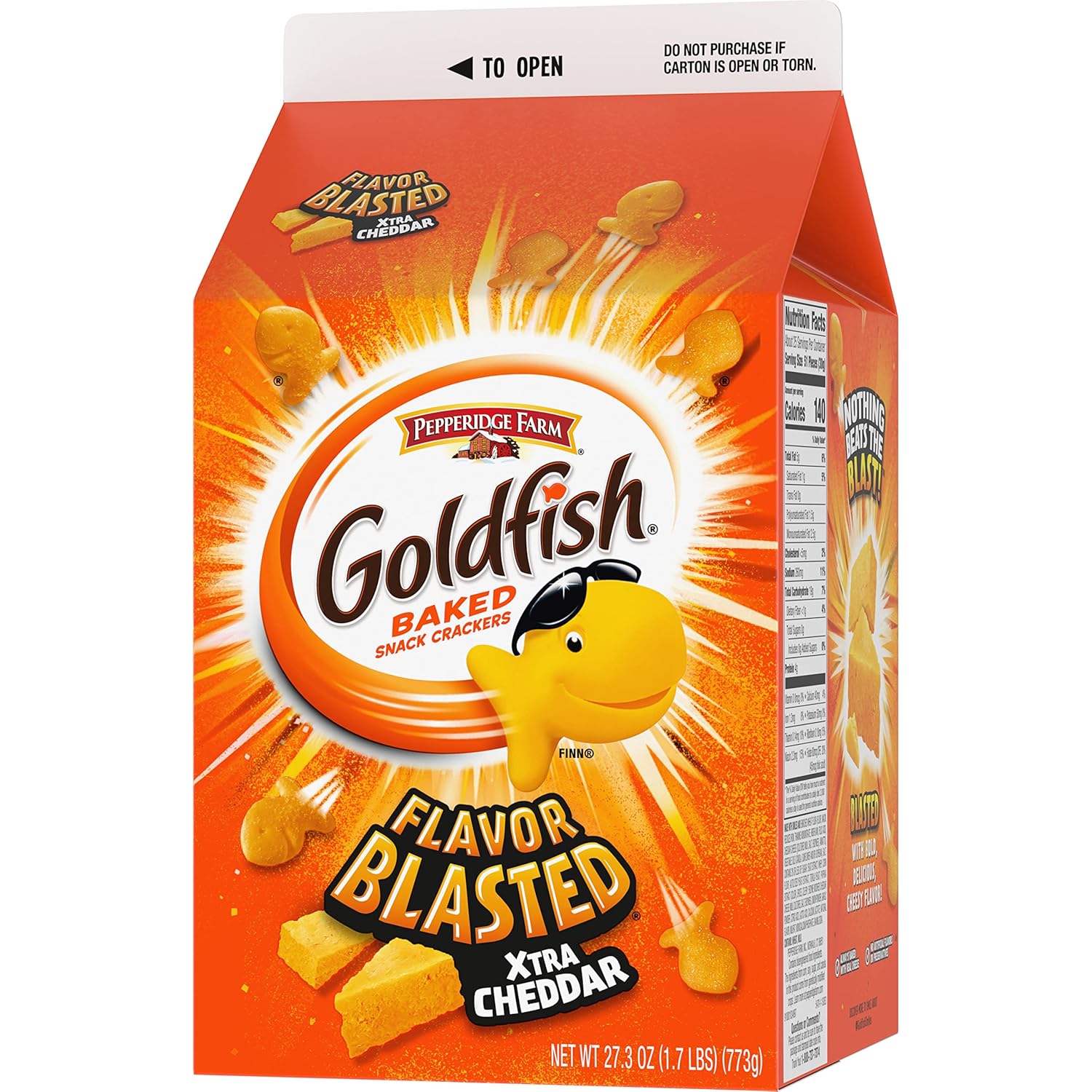 Goldfish Cheddar Cheese Crackers – Easy-Pour Snack for the Car Cup Holder, Gym Bag, and Camping Cooler, 27.3 oz Family Size