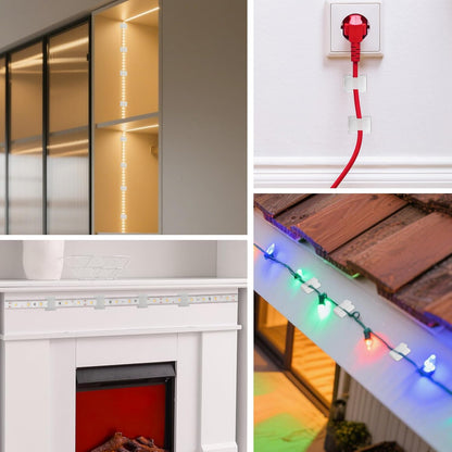GooChan LED Strip Clips – Uncluttered Mounting Solution for Minimalist Home Interiors, 100 Adhesive Holders