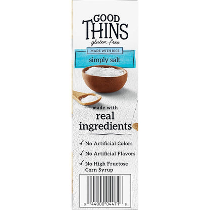 Good Thins Simply Salt Rice Snacks Gluten Free Crackers for Sensitive Stomach Pantry, Light Pre-Dinner Nibble