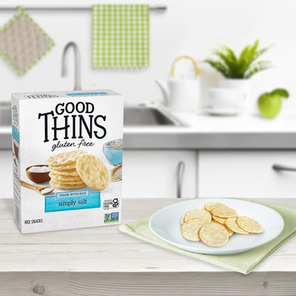 Good Thins Simply Salt Rice Snacks Gluten Free Crackers for Sensitive Stomach Pantry, Light Pre-Dinner Nibble