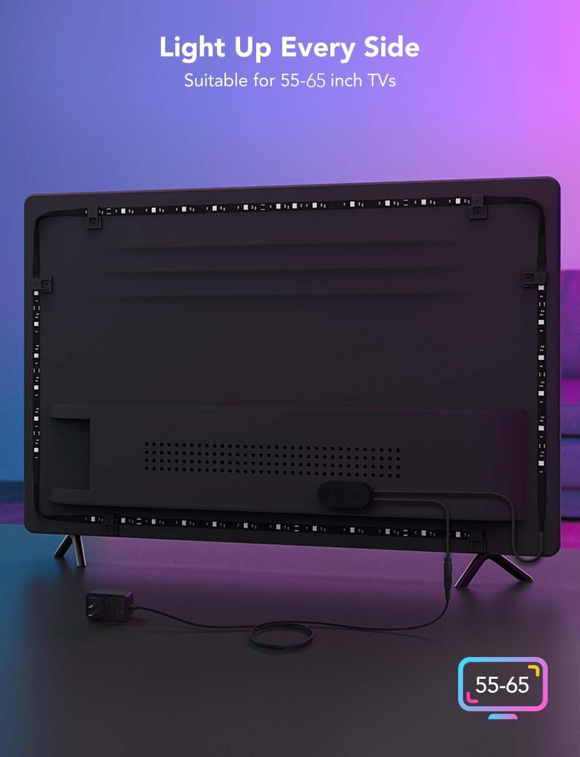 Govee TV LED Backlight – Thoughtful Housewarming Gift for Couples, Smart Ambient Strip with Voice Control for 55-65 Inch TVs