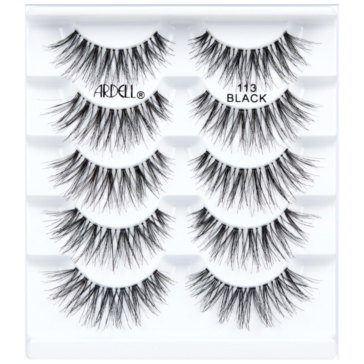 graduated mixed-length wispy lash pattern with longer center strands to open eyes