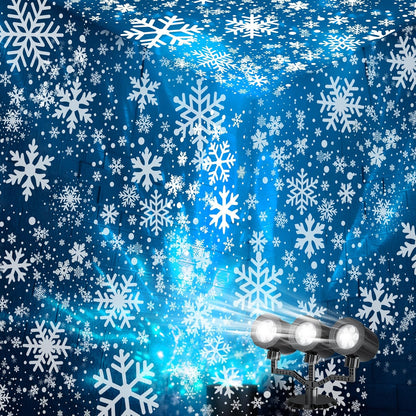 GUSODOR Triple-Head Snowflake Projector Light – Portable Outdoor Patio and Camping Holiday Decor