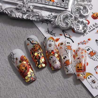 Halloween Nail Decals Self-Adhesive 6 Sheet Pack – Affordable Birthday Gift for Women Who Love DIY Manicures at Home