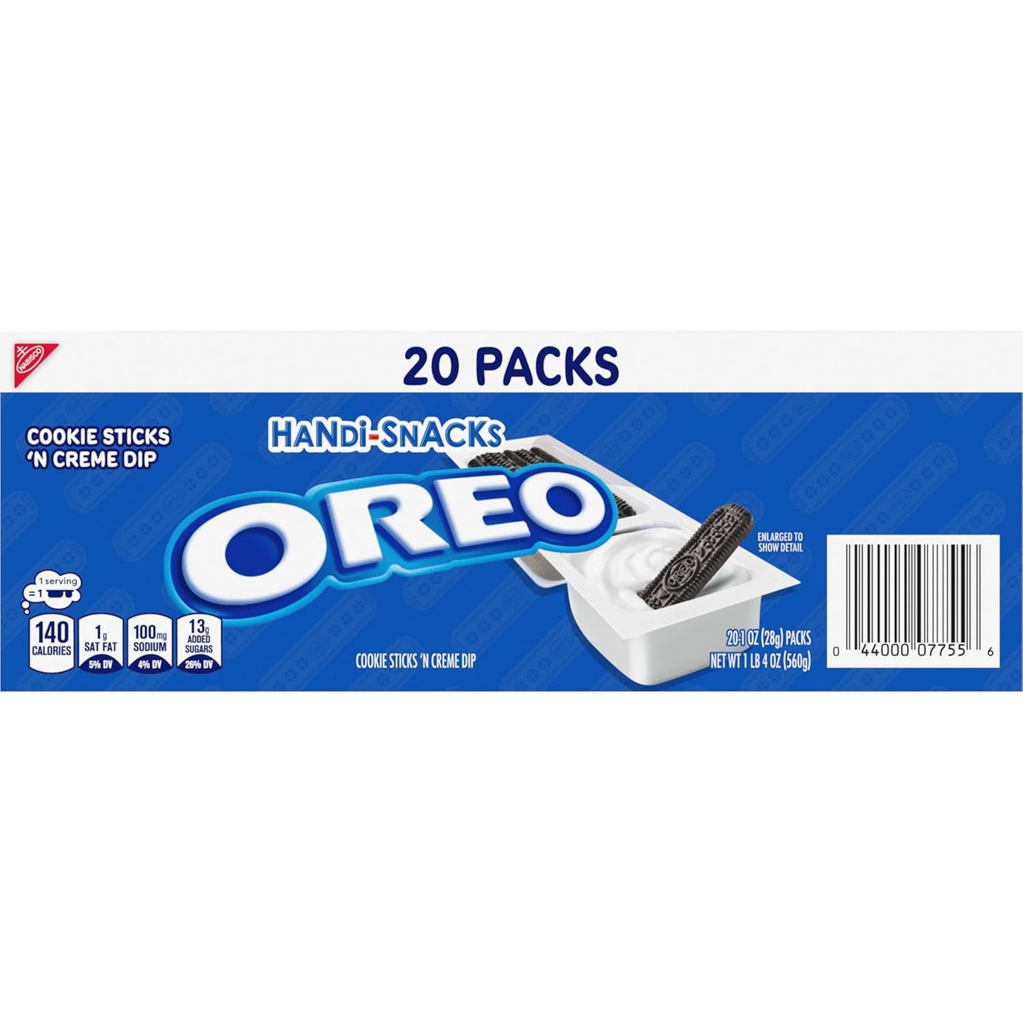 Handi-Snacks OREO Cookie Sticks 'N Creme Dip Snack Packs for Office Desk Drawers, Breakrooms, and Commuter Bags, 20 Count