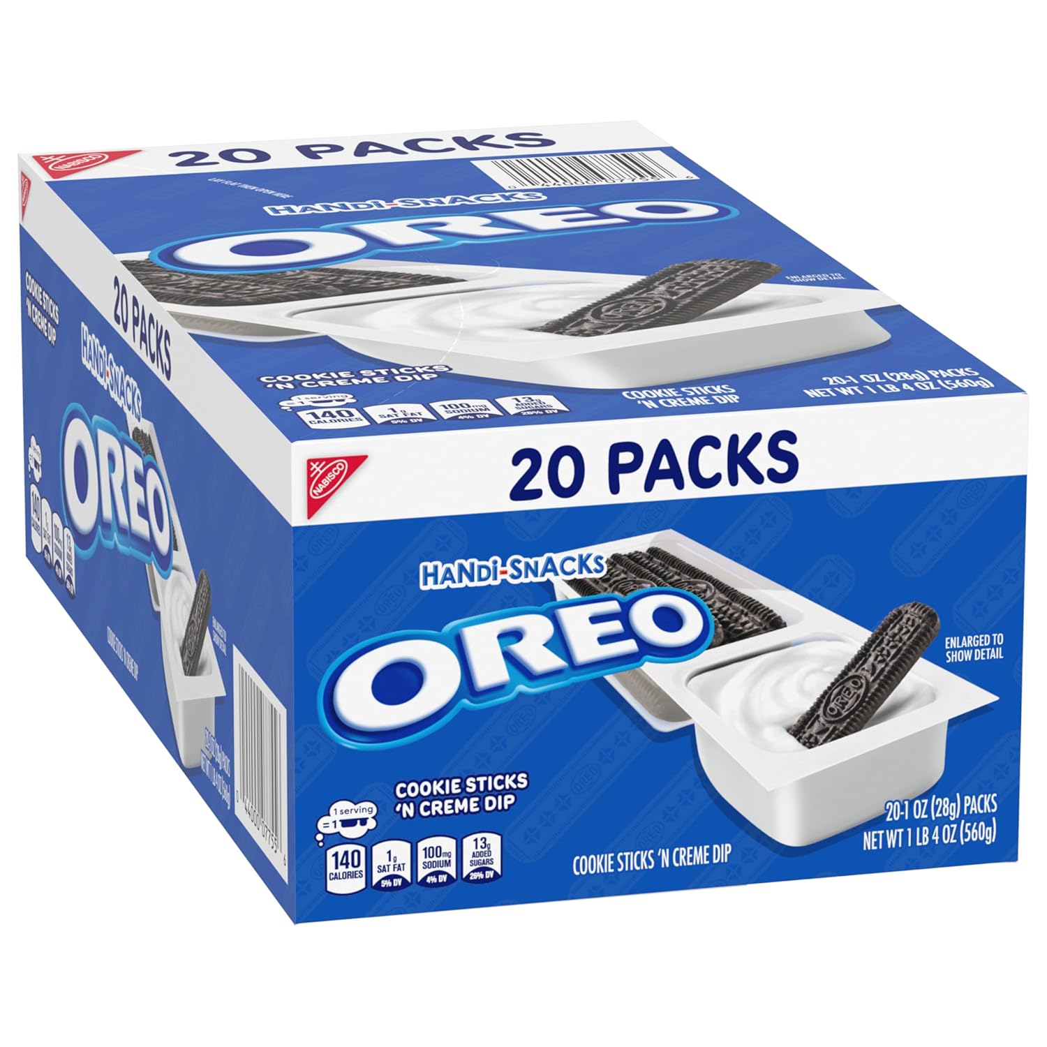 Handi-Snacks OREO Cookie Sticks 'N Creme Dip Snack Packs for Office Desk Drawers, Breakrooms, and Commuter Bags, 20 Count