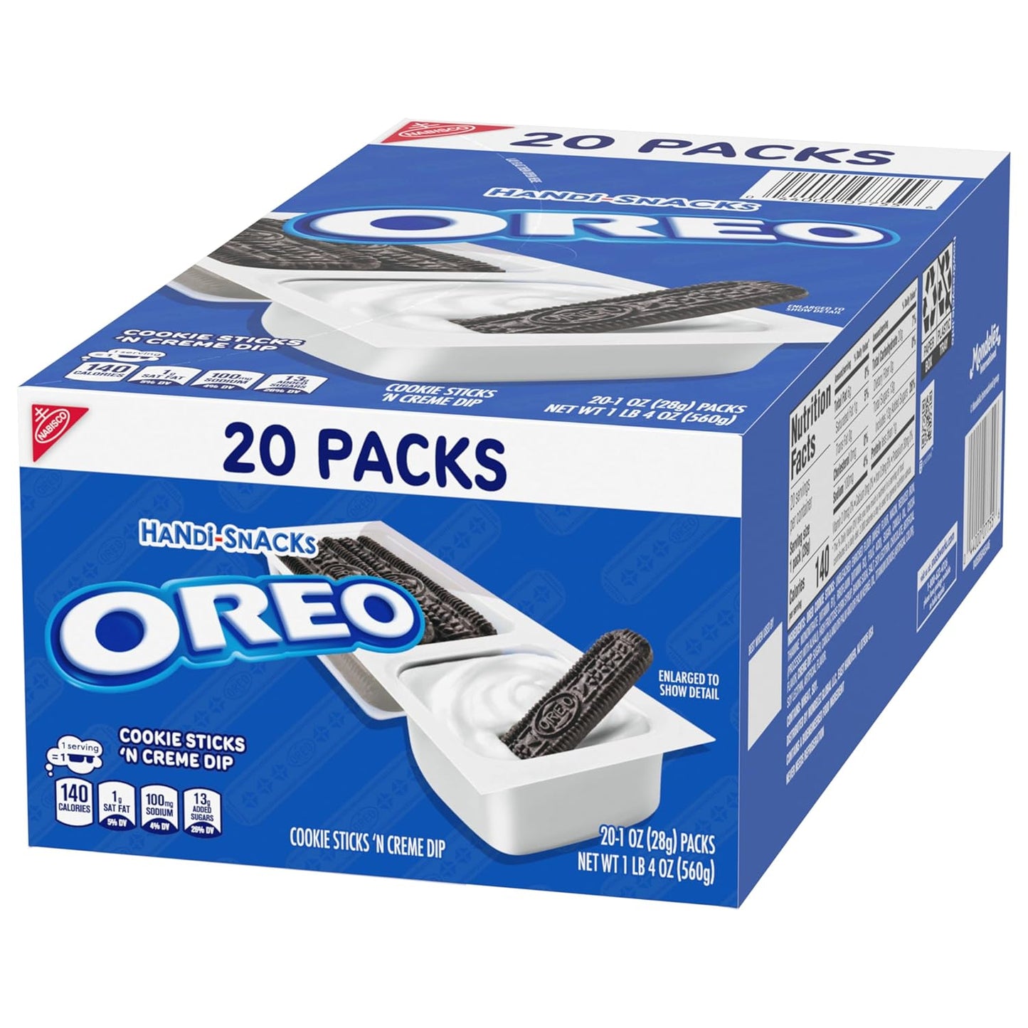 Handi-Snacks OREO Cookie Sticks 'N Creme Dip Snack Packs for Office Desk Drawers, Breakrooms, and Commuter Bags, 20 Count