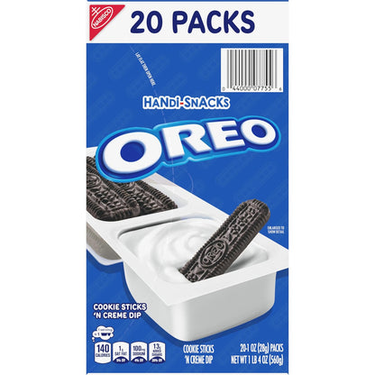 Handi-Snacks OREO Cookie Sticks 'N Creme Dip Snack Packs for Office Desk Drawers, Breakrooms, and Commuter Bags, 20 Count