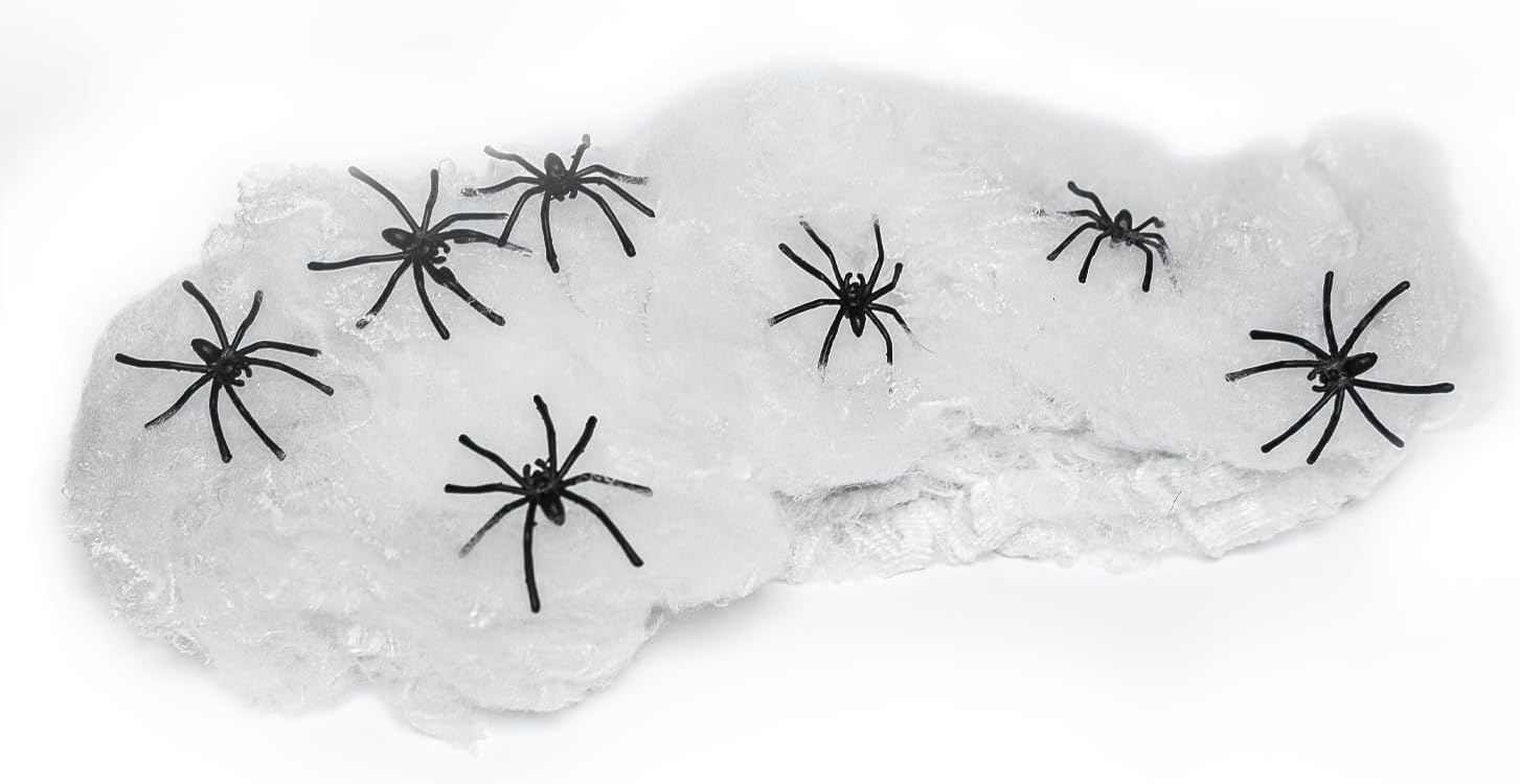 Happy Hippo Spider Web Halloween Decoration – Patio and Deck Rail Drape, Weather-Resistant Webbing for Outdoor Entertaining