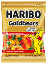 HARIBO Goldbears Gummy Bears 5 oz Bags, 12 Packs – Sealed Travel Snacks for Car Cup Holders, Hiking Packs, and Beach Days