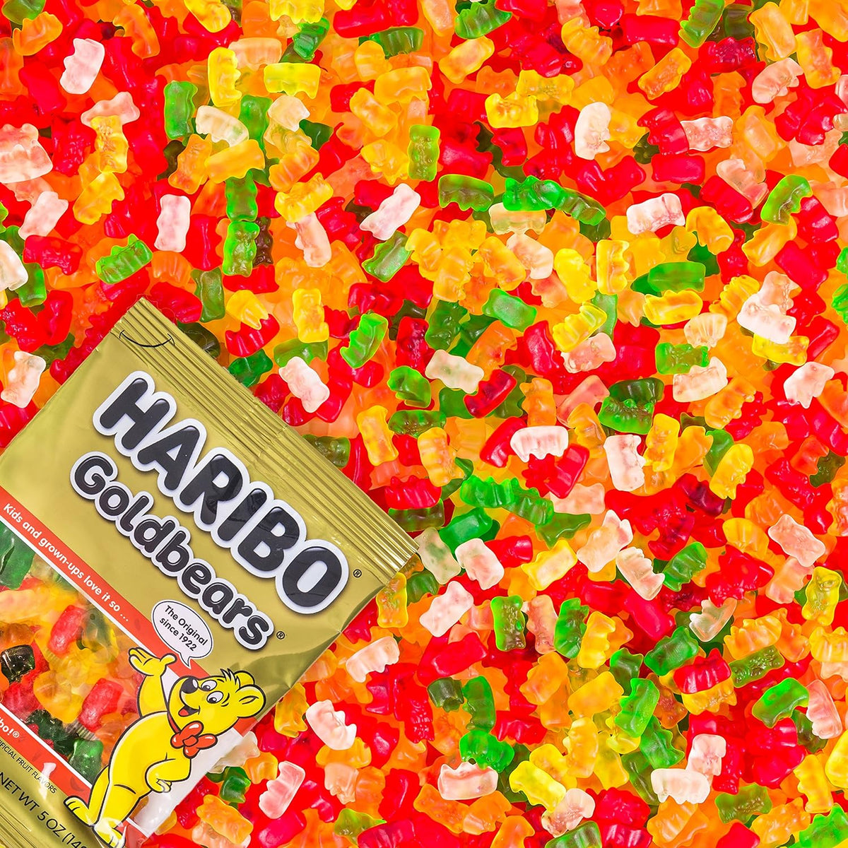 HARIBO Goldbears Gummy Bears 5 oz Bags, 12 Packs – Sealed Travel Snacks for Car Cup Holders, Hiking Packs, and Beach Days