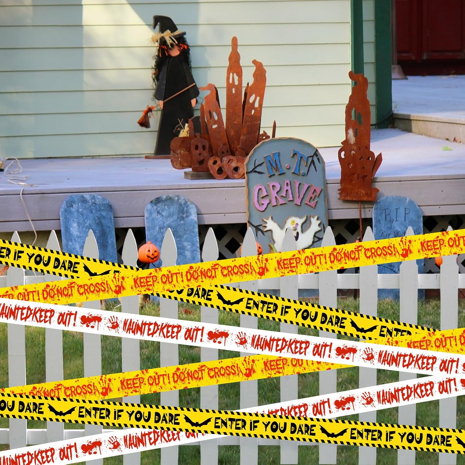 HauntHouse Non-Adhesive Halloween Tape – Residue Free Wall Safe Decoration for Rental Homes