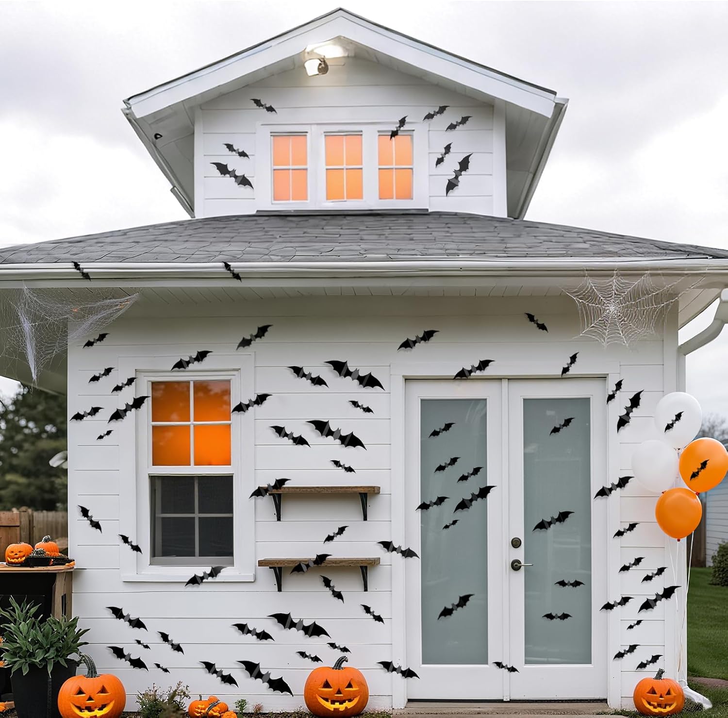 HauntNest 3D Bat Stickers – Family-Friendly DIY Halloween Craft for Kids' Bedroom and Playroom, 140pc Set