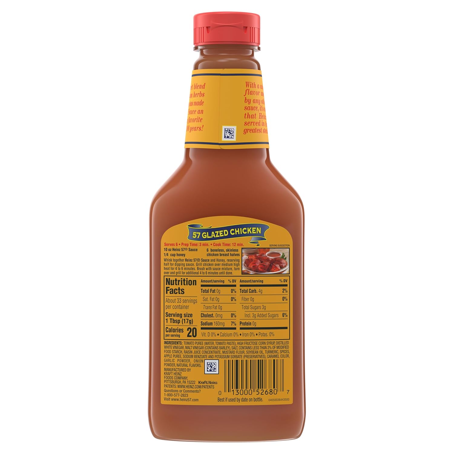 Heinz 57 Original Sauce for Calorie-Conscious Meal Prep, 20 oz Bottle at Only 20 Calories per Serving
