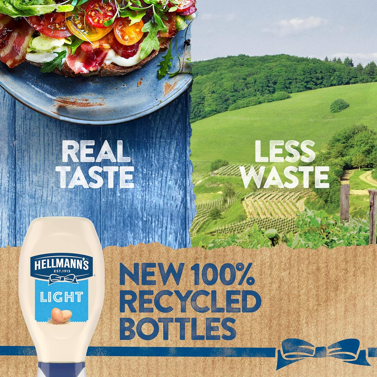 Hellmann's Light Mayonnaise Squeeze Bottle – No-Knife Family Spread for Easy Weekday Lunches and Bento Boxes
