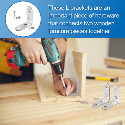 HENSUN L Bracket Set – Bedroom Furniture Repair, Brushed Silver Corner Braces for Dressers and Nightstands