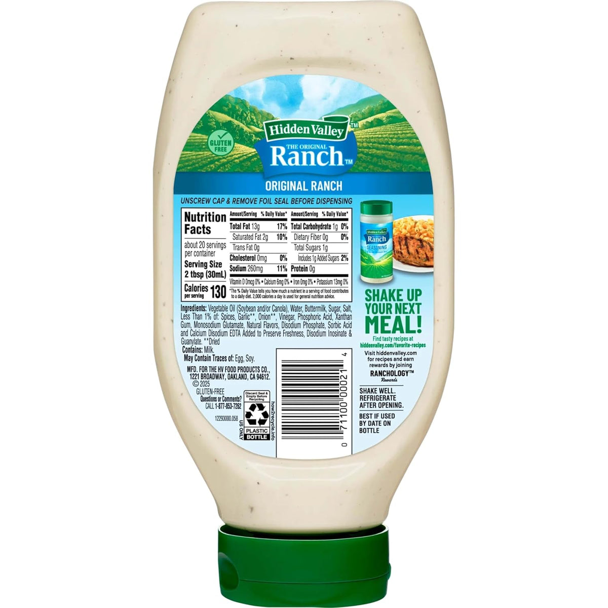 Hidden Valley Easy Squeeze Ranch – Gluten Free Keto Friendly Dressing for Clean Eating Plans, 20 Ounce