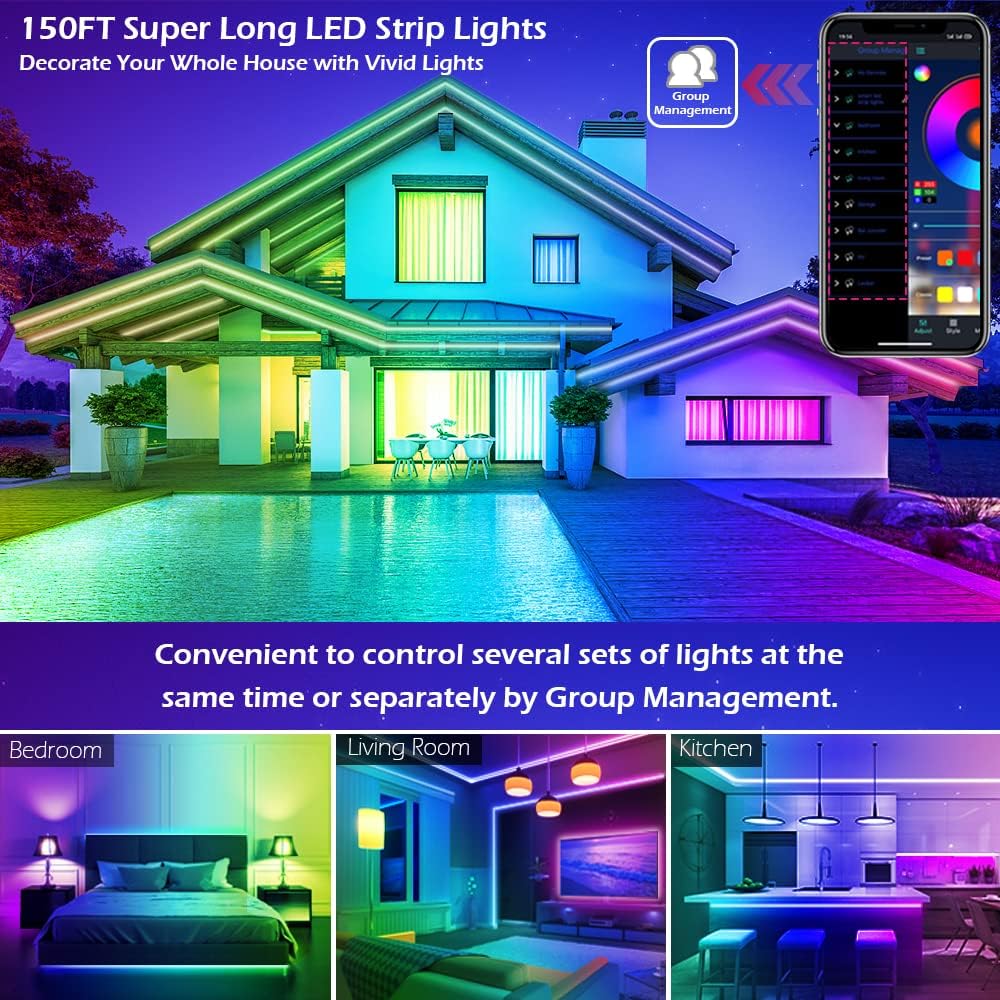 HiLighting 300FT RGB LED Strip Lights – Cuttable Color Changing Mood Lighting for Bedroom, Living Room and Studio Apartment Aesthetic