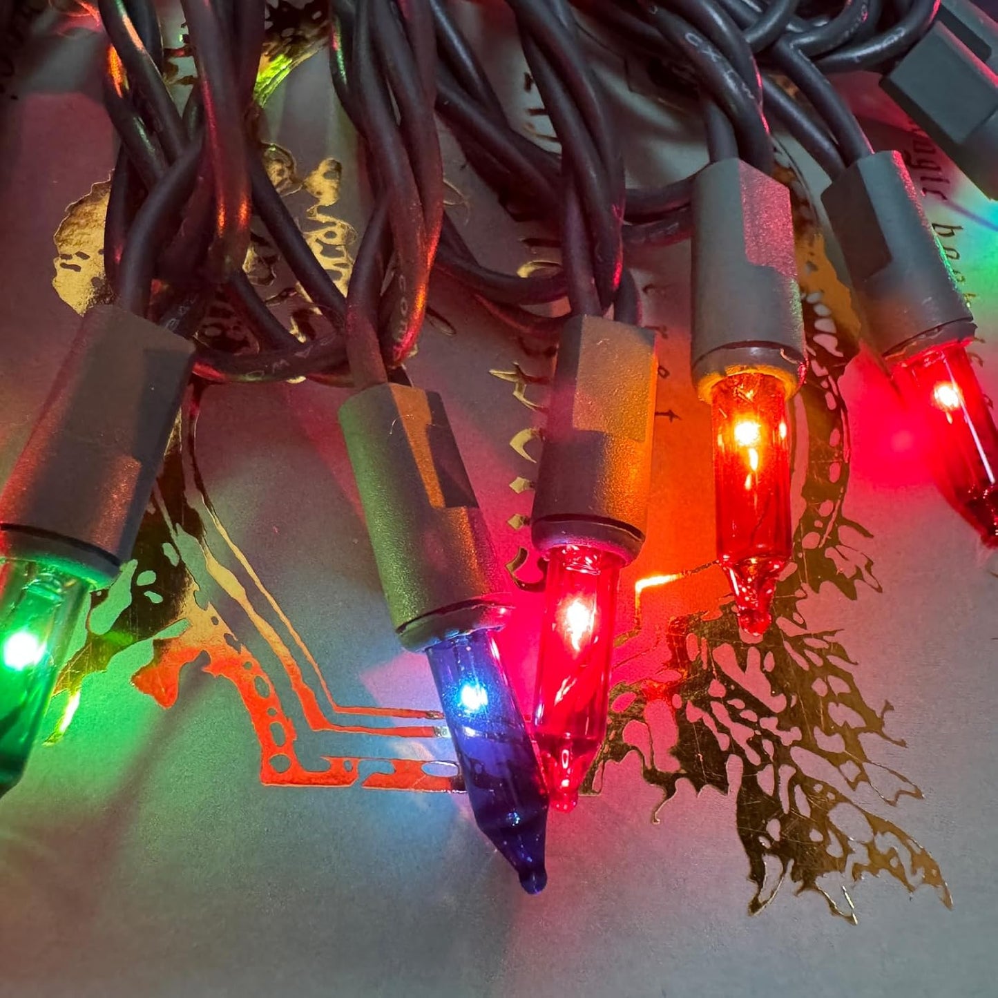 HISHINY Waterproof Christmas String Lights for Patio and Pergola, 100 Count Multicolor Green Wire 21 ft, IP44 Outdoor Patio Lights