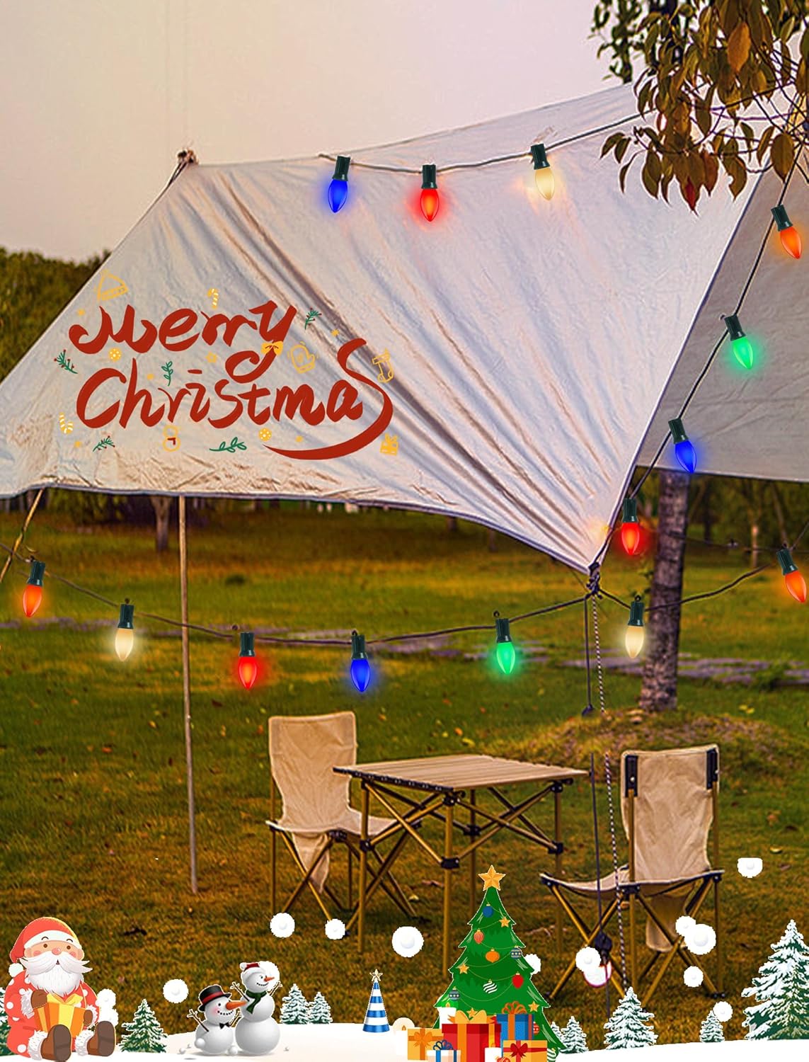 Holiday Brilliance C9 LED String Lights – 25ft Outdoor Patio Lights for Camping, Backyard and Garden Pathway