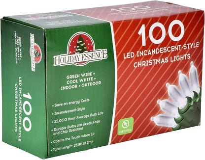 Holiday Essence Cool White LED String Lights for Living Room Ambiance and Cozy Home Aesthetic, 26.9 Ft Green Wire