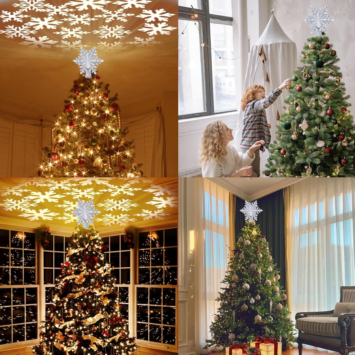 HOLIDAY MAGIC Christmas Tree Topper Light – Ready-to-Give Hostess Gift in Gift Box, 6 LED Projection Slides
