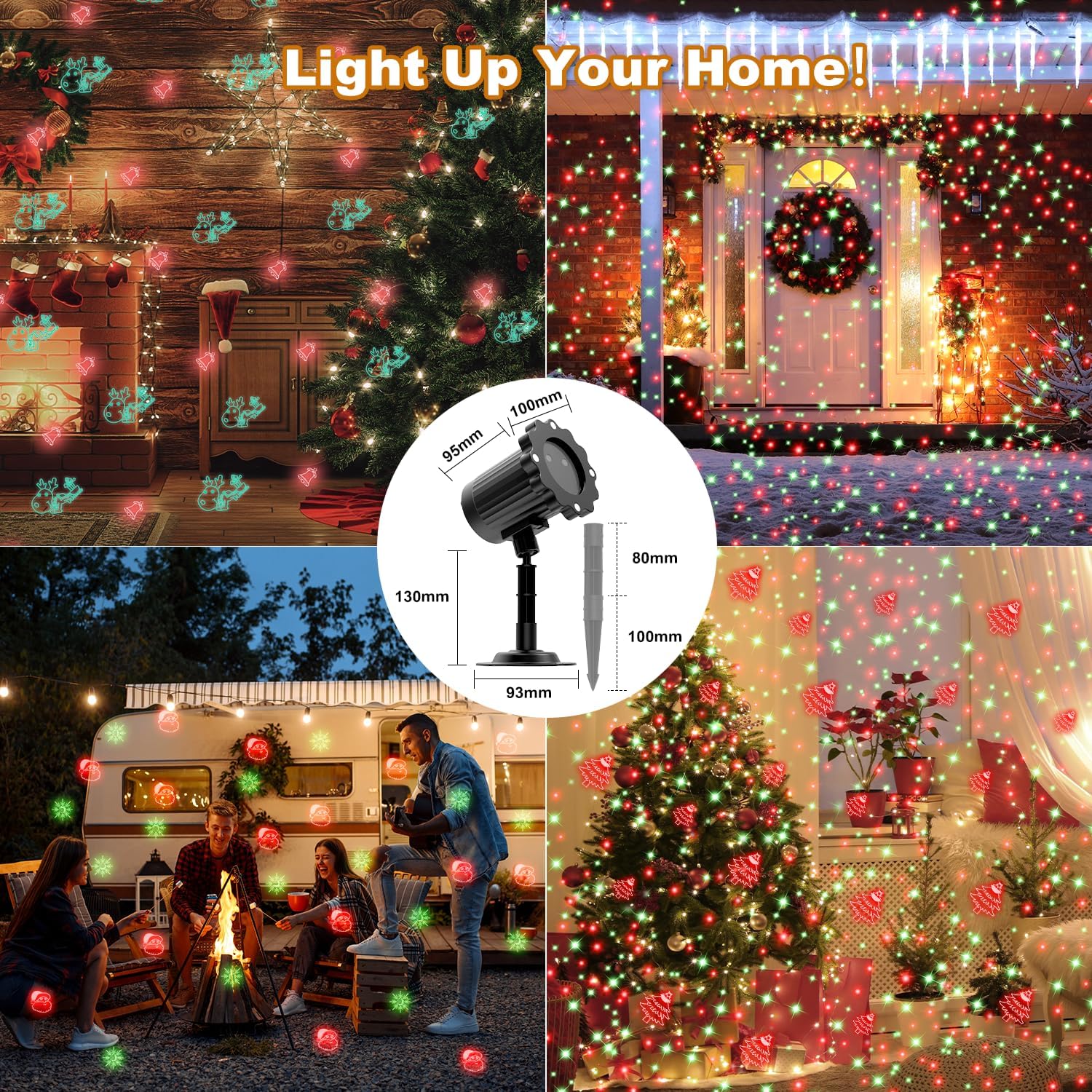 Holiday Projection Lights – Weatherproof Outdoor Christmas Decor for Patio and Yard with Remote and Timer