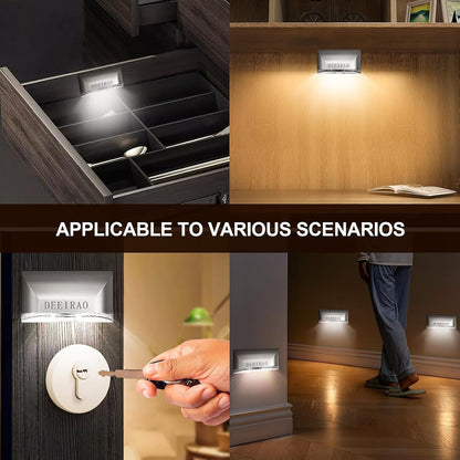 Home Keyhole Infrared PIR Wireless Auto Sensor Motion Detector LED Light Lamp – Compact Cordless Fixture for Clean Uncluttered Hallways