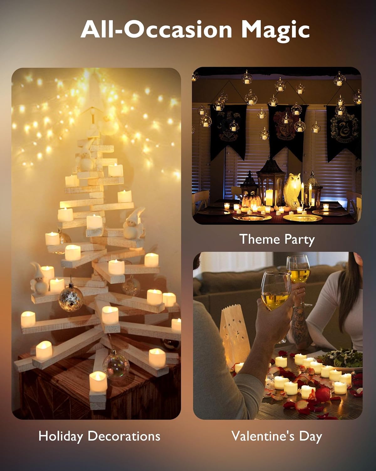 Homemory 48-Pack Flickering Flameless Tea Lights – Realistic Melting Edge LED Candles for Living Room Centerpieces & Bedroom Ambiance