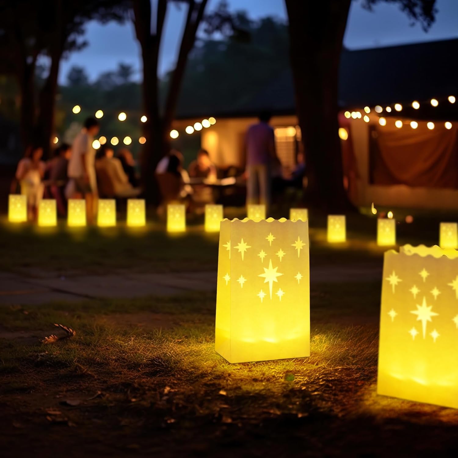 Homemory Luminary Bags with Flameless LED Tealights – No-Fire Candle Alternative for Homes with Kids and Pets