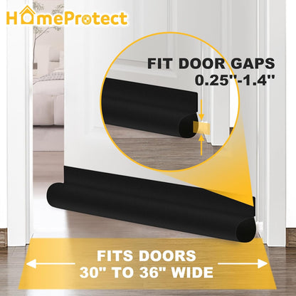HomeProtect Door Draft Stopper in Black and White – Under Door Seal That Blends Seamlessly with Any Decor