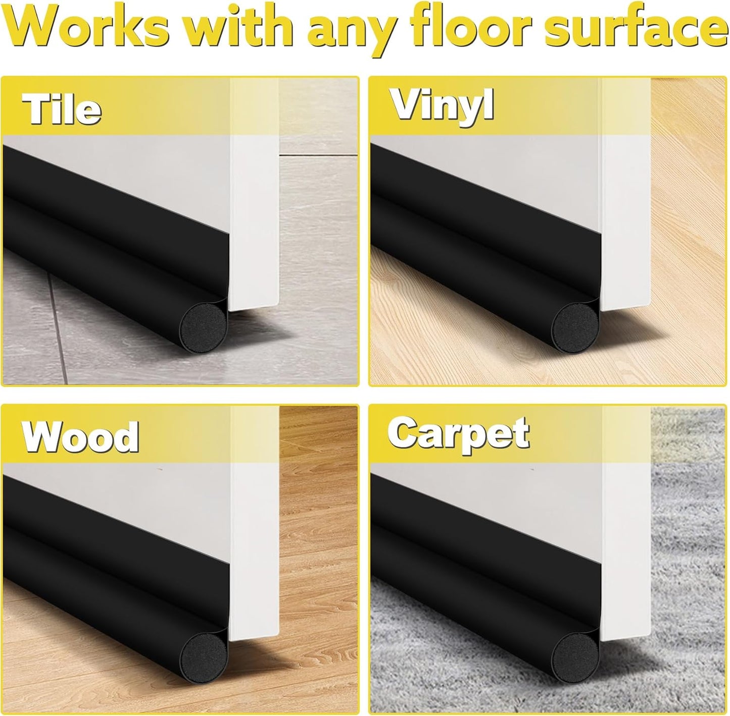 HomeProtect Door Draft Stopper in Black and White – Under Door Seal That Blends Seamlessly with Any Decor