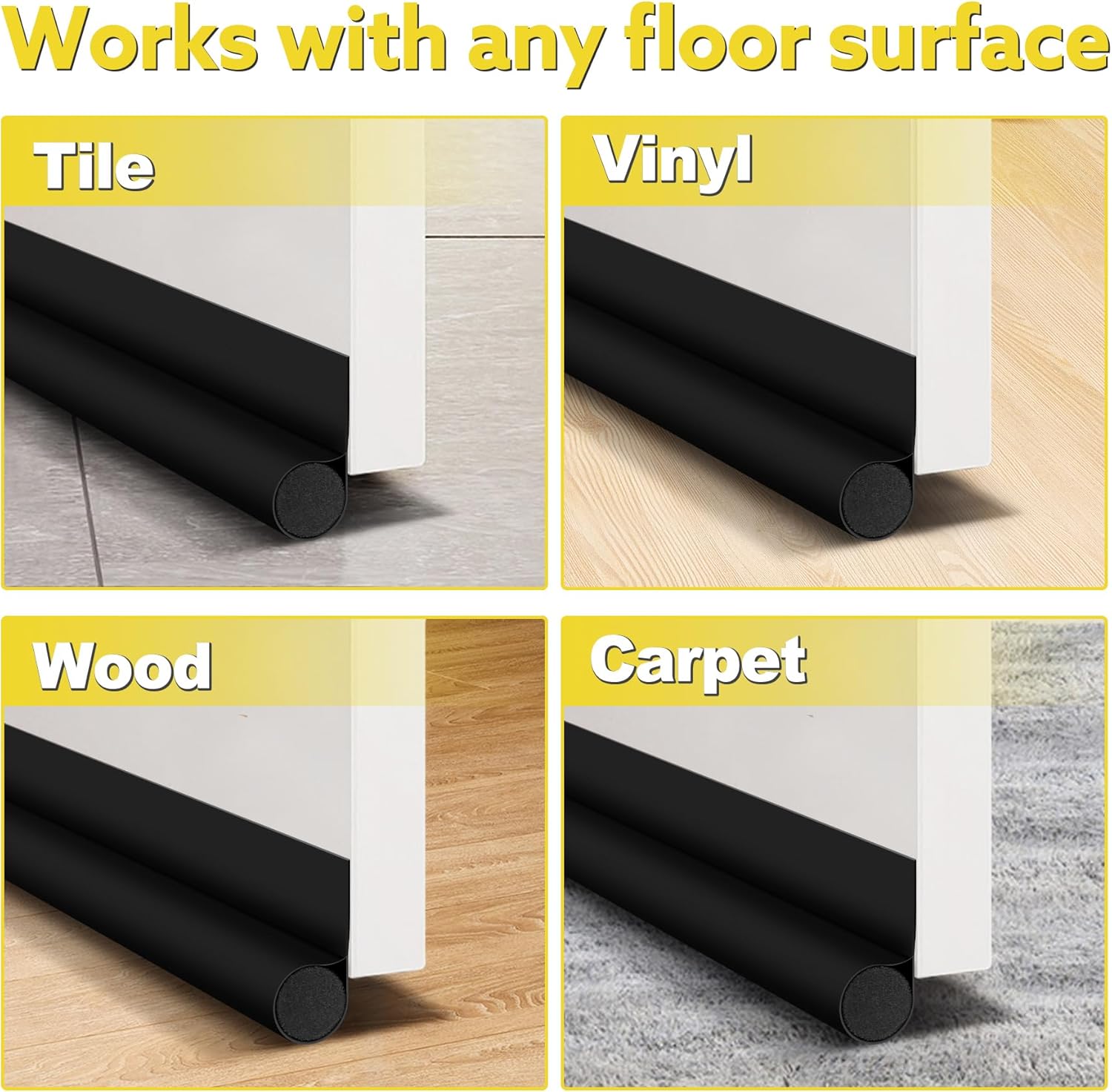 HomeProtect Door Draft Stopper in Black and White – Under Door Seal That Blends Seamlessly with Any Decor