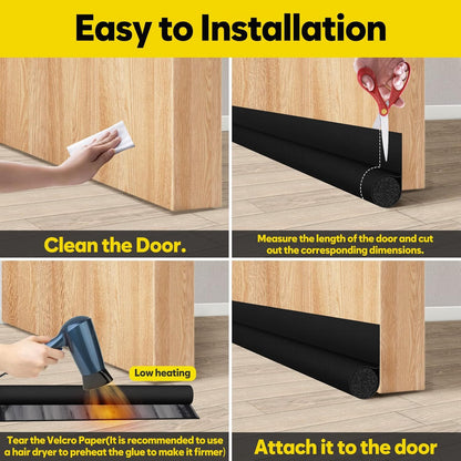 HomeProtect Door Draft Stopper in Black and White – Under Door Seal That Blends Seamlessly with Any Decor