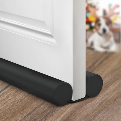 hook-and-loop attachment system that adheres to the door and travels with it