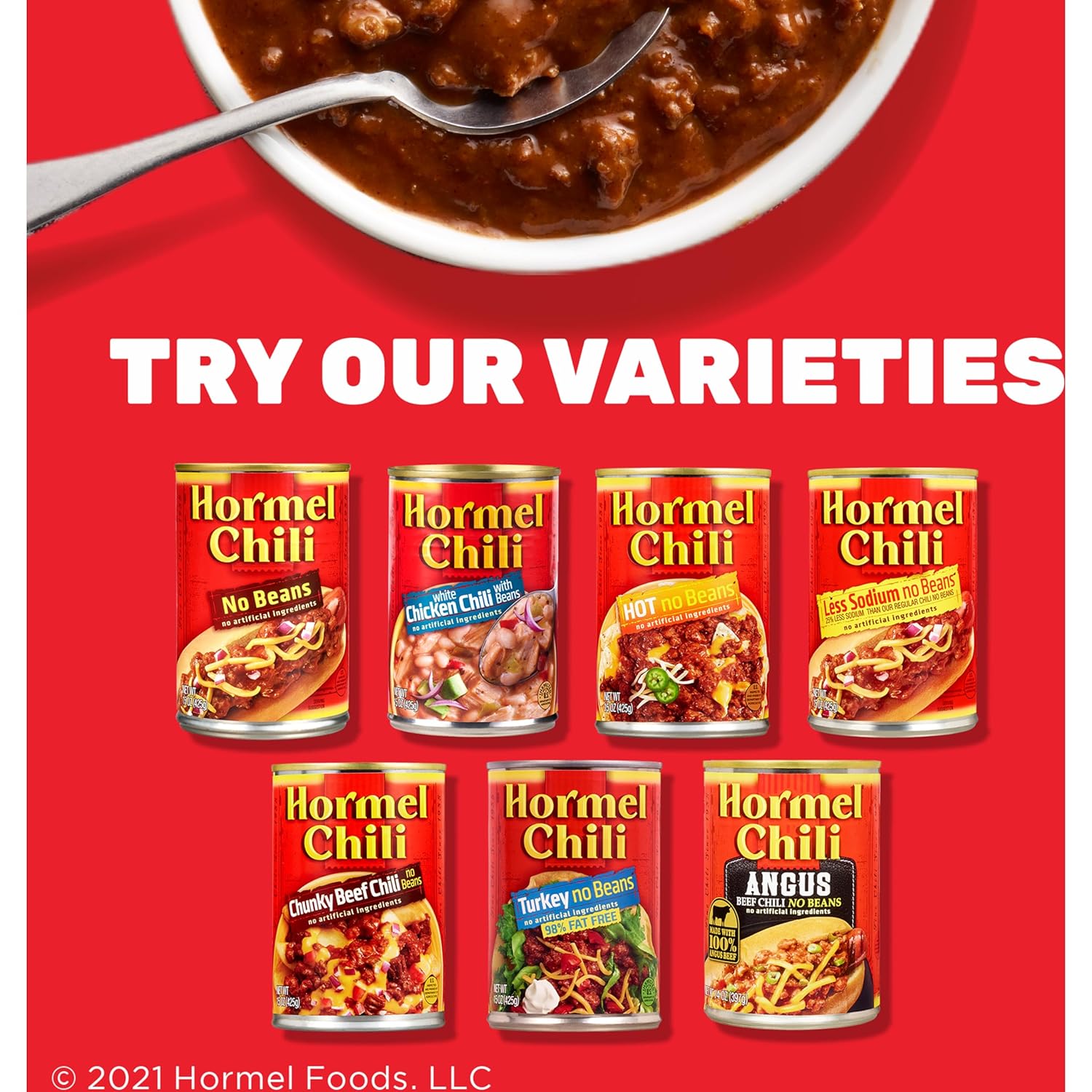 Hormel Chili No Beans – Cleaner-Label Pantry Protein with No Preservatives, 19 oz Can