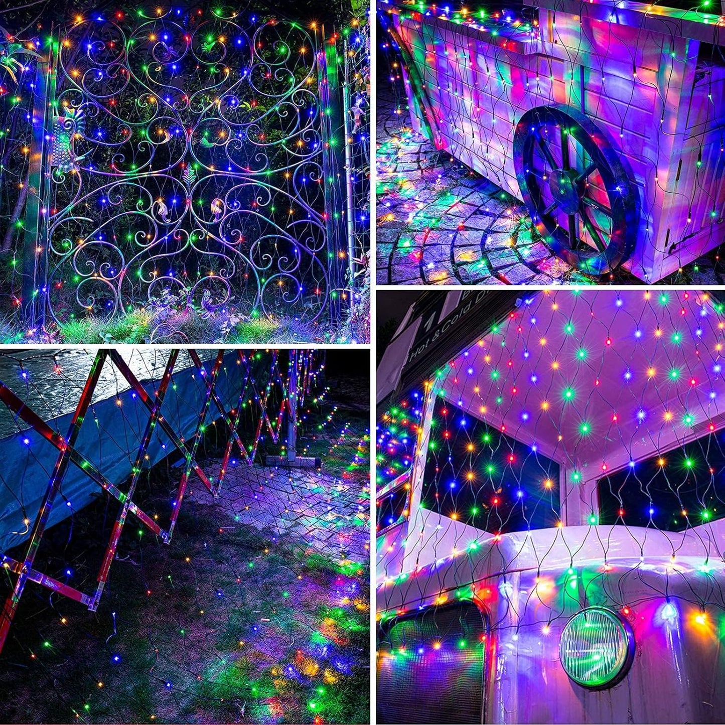 iBaycon 4ft x 6ft Solar Net Mesh Lights – 8-Mode LED Netting for Cozy Living Room & Bedroom Ambiance