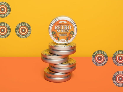 Iconic Candy Retro Sours Hard Tangy Candy Tin – Family Movie Night Treat, Tangerine Hard Candy for Kids' Room