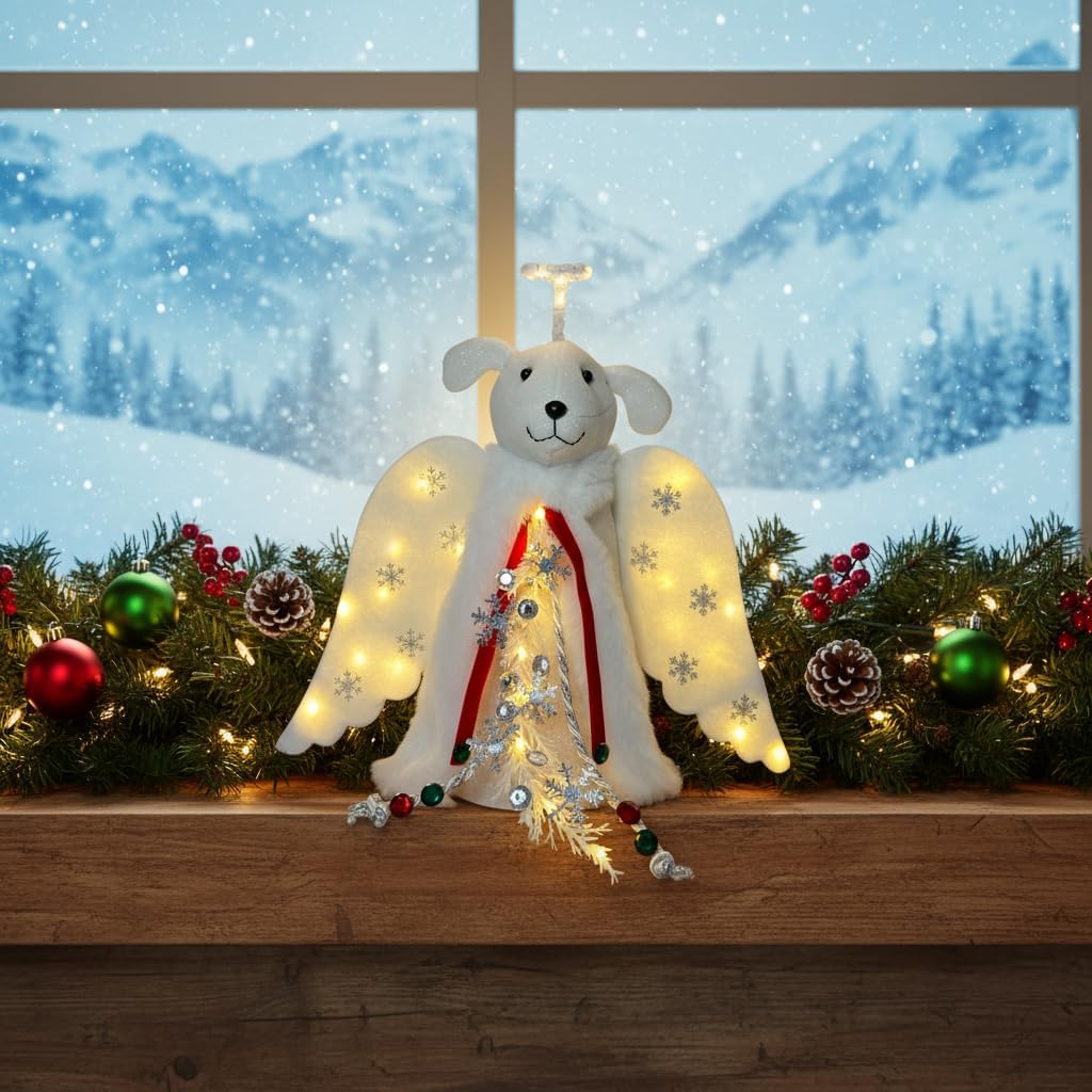 iHeartDogs Christmas Miracle Angel – Heartfelt Holiday Gift for Dog Moms, LED Tree Topper Keepsake