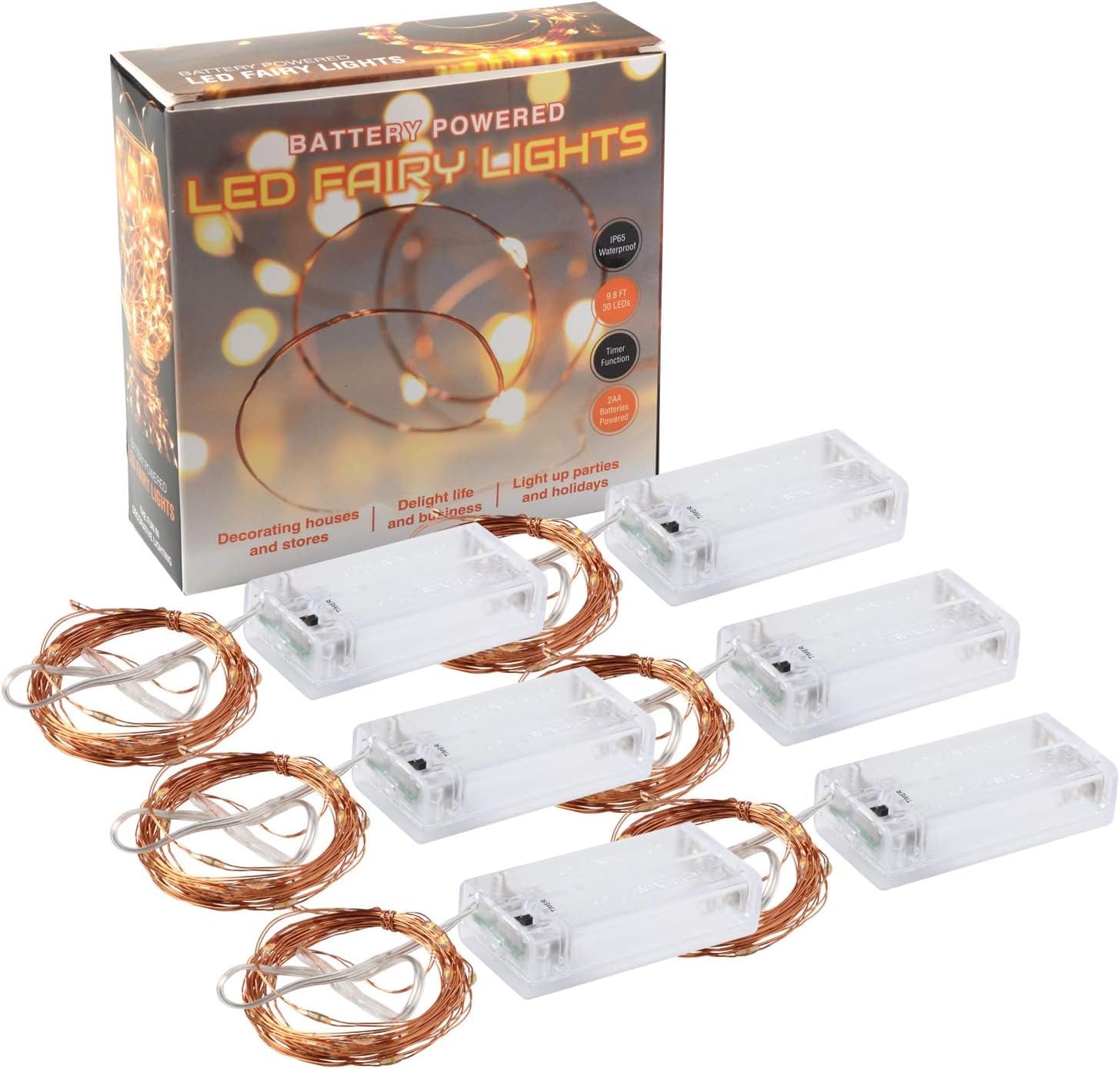 innotree LED Fairy Lights 6-Pack – Thoughtful Birthday Gift for Mom, Warm White Twinkle Bedroom Decor with Auto Timer