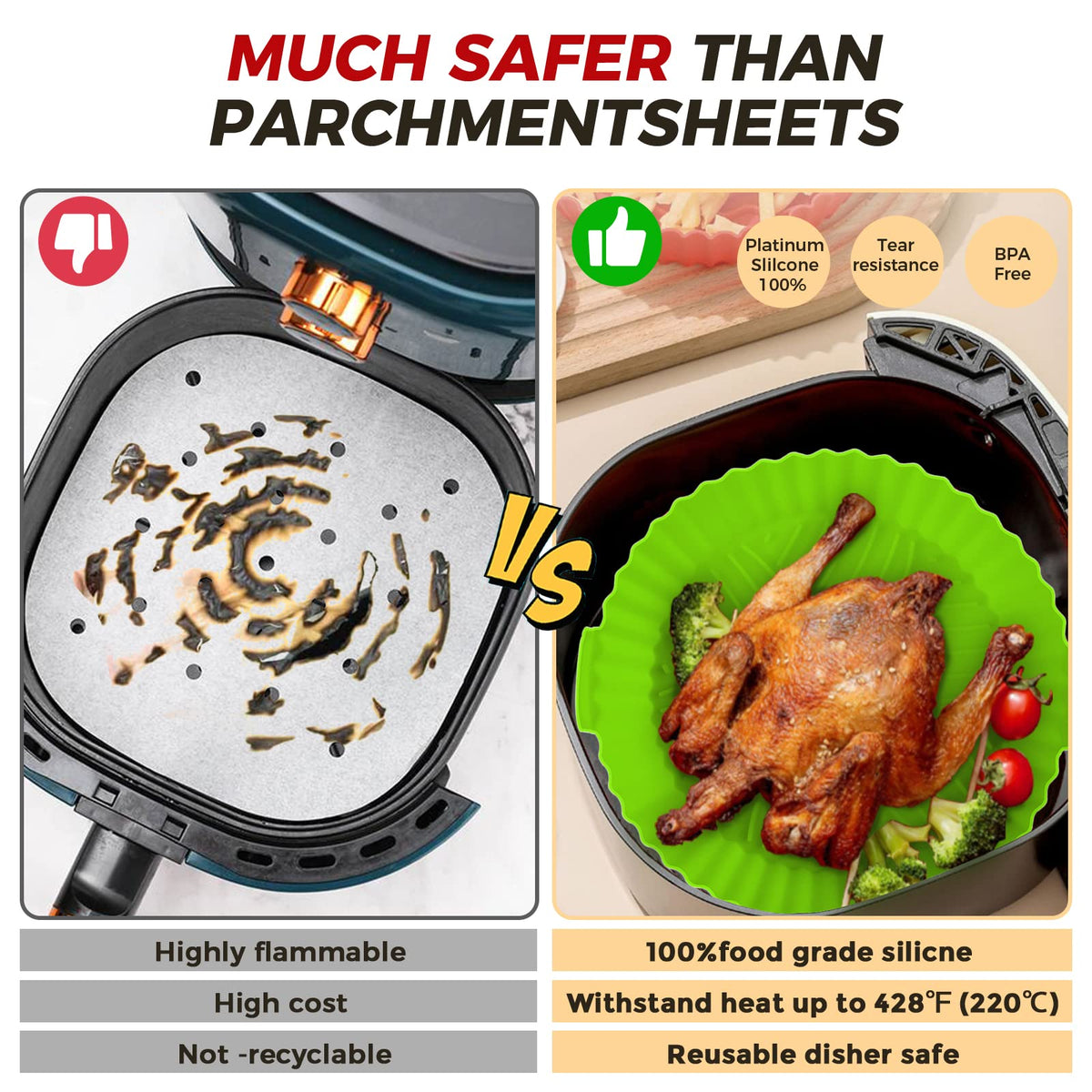 integrated side handles for burn-safe removal from the air fryer basket