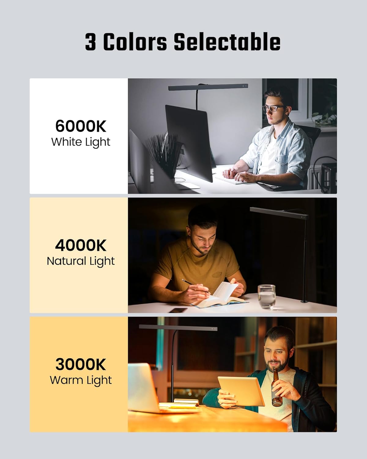 integrated touch controls with power-on memory for last-used brightness and color
