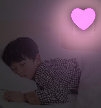 INZU Heart Night Light for Kids Room – Auto Dusk to Dawn LED Plug-in for Nursery Safety and Soft Sleep Lighting
